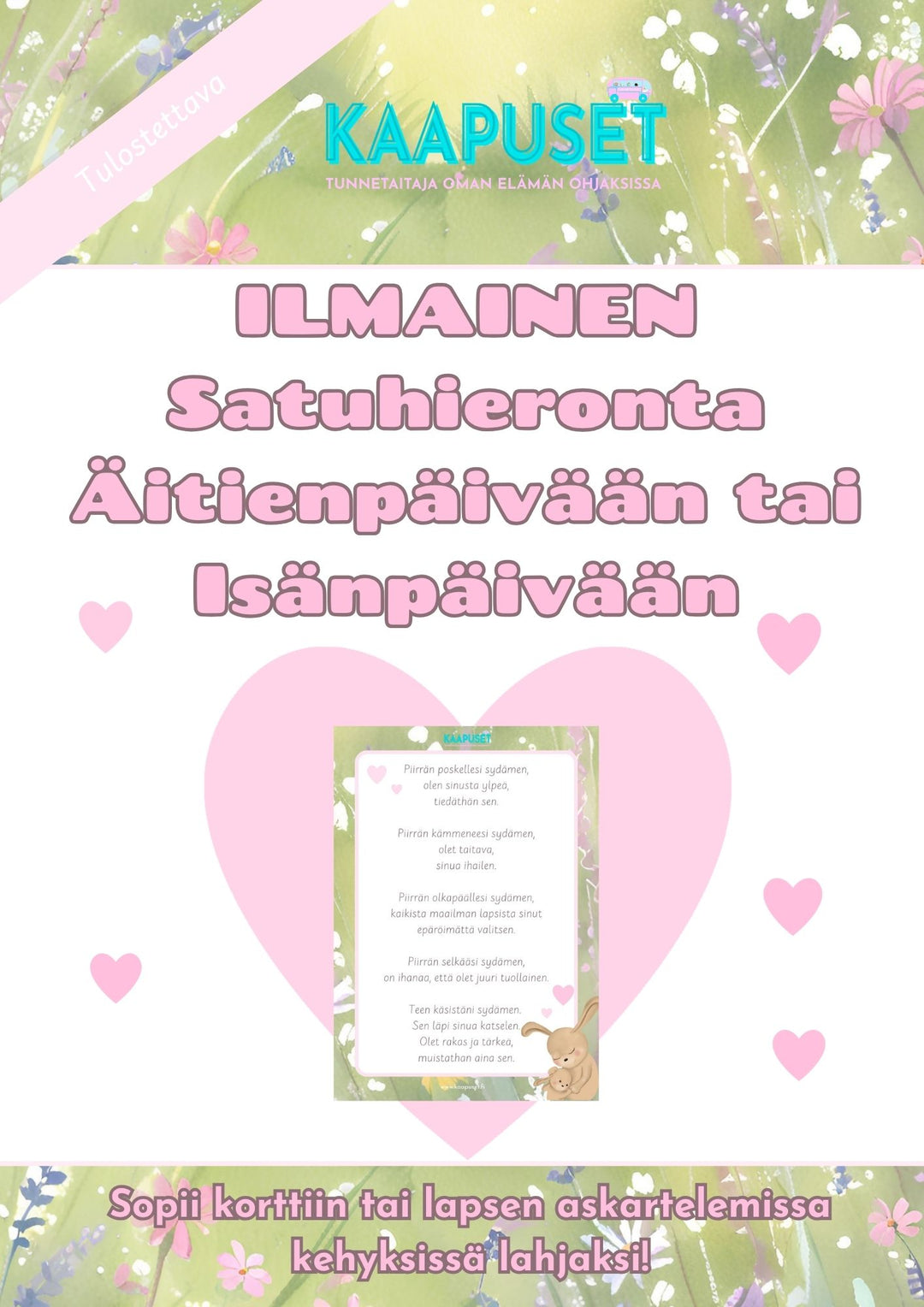SATUHIERONTA ÄITIEN- TAI ISÄNPÄIVÄÄN