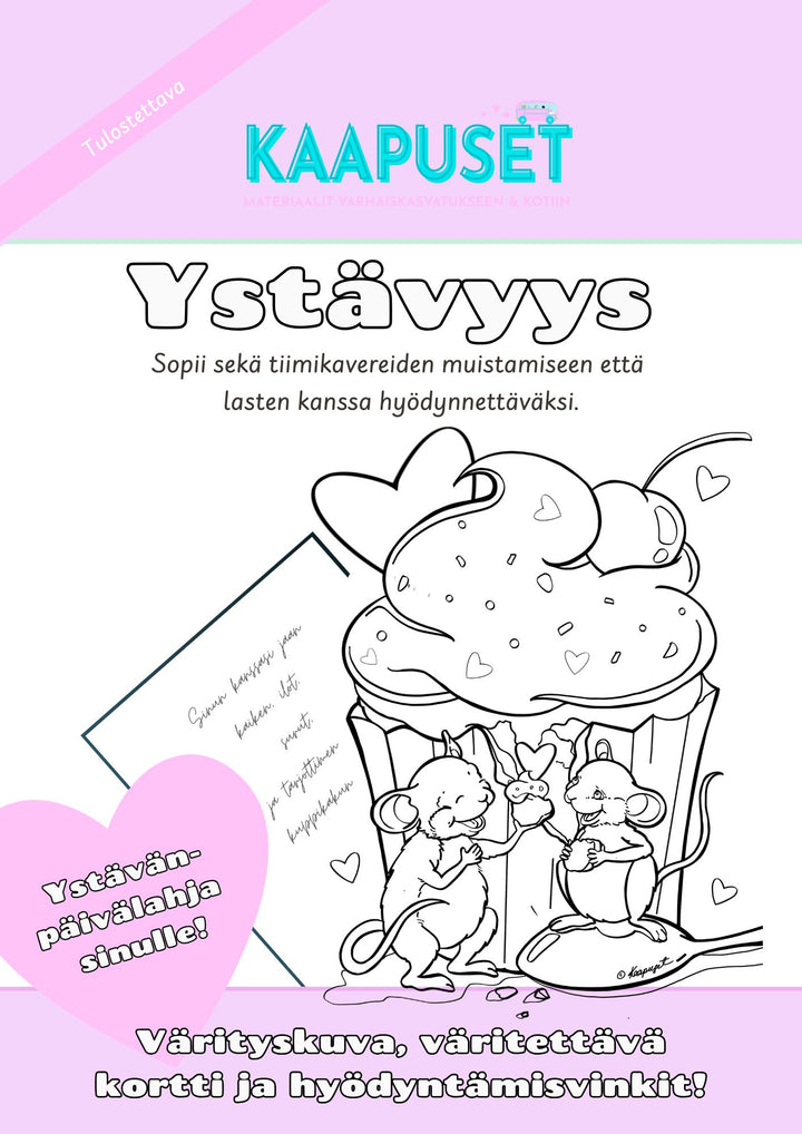 YSTÄVYYS - VÄRITETTÄVÄ YSTÄVÄNPÄIVÄYLLÄTYS
