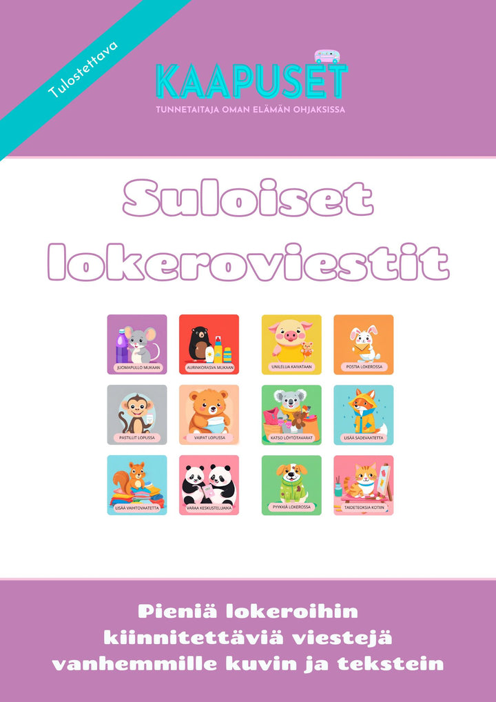 LOKEROVIESTIT SULOISILLA ELÄINHAHMOILLA